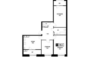 3-к квартира, вторичка, 89м2, 16/22 этаж