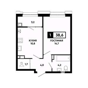 1-к квартира, вторичка, 39м2, 4/20 этаж