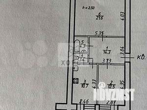 2-к квартира, вторичка, 65м2, 6/6 этаж