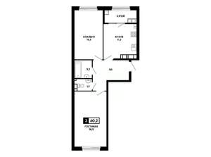 2-к квартира, вторичка, 60м2, 23/24 этаж