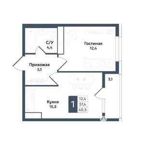 1-к квартира, вторичка, 41м2, 8/20 этаж