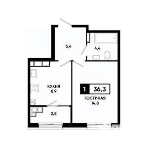 1-к квартира, вторичка, 36м2, 14/18 этаж