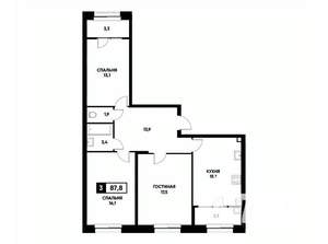 3-к квартира, вторичка, 88м2, 2/22 этаж