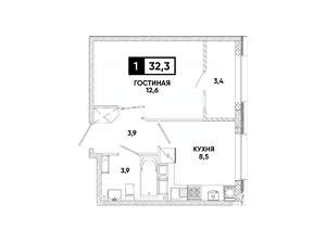 1-к квартира, вторичка, 32м2, 12/12 этаж