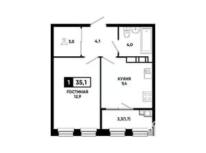 1-к квартира, вторичка, 35м2, 13/14 этаж