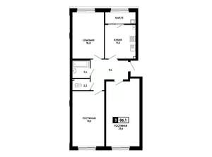 3-к квартира, вторичка, 86м2, 2/24 этаж