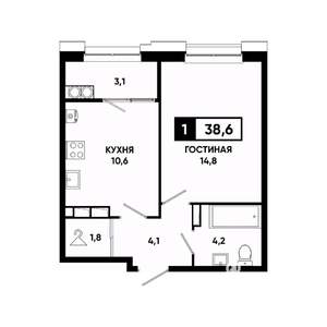 1-к квартира, вторичка, 39м2, 15/20 этаж