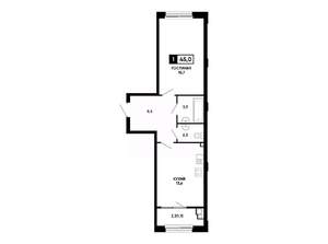 1-к квартира, вторичка, 45м2, 2/14 этаж