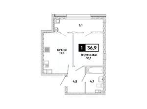 1-к квартира, вторичка, 37м2, 8/16 этаж