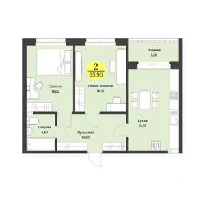 2-к квартира, вторичка, 66м2, 9/12 этаж