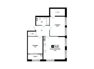 1-к квартира, вторичка, 75м2, 5/14 этаж