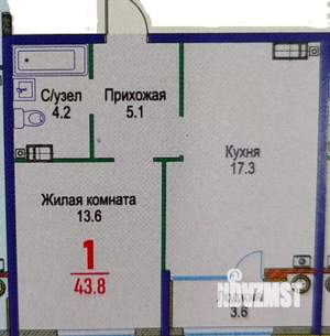 1-к квартира, вторичка, 43м2, 19/22 этаж