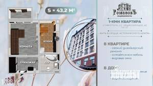 1-к квартира, вторичка, 43м2, 7/9 этаж