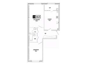 2-к квартира, вторичка, 66м2, 2/12 этаж