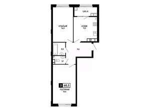 2-к квартира, вторичка, 60м2, 18/24 этаж