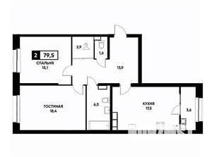 2-к квартира, вторичка, 80м2, 19/20 этаж