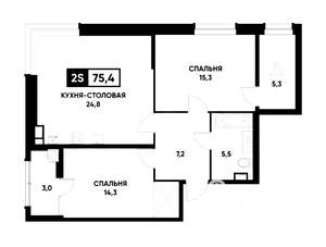 2-к квартира, вторичка, 75м2, 7/24 этаж