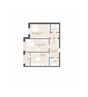 2-к квартира, вторичка, 78м2, 2/12 этаж