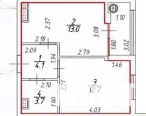 1-к квартира, вторичка, 37м2, 12/22 этаж