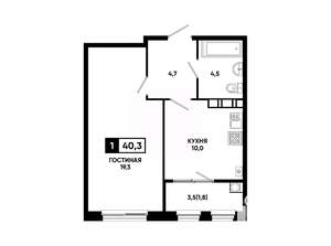 1-к квартира, вторичка, 40м2, 8/24 этаж