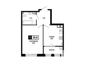 1-к квартира, вторичка, 36м2, 5/24 этаж