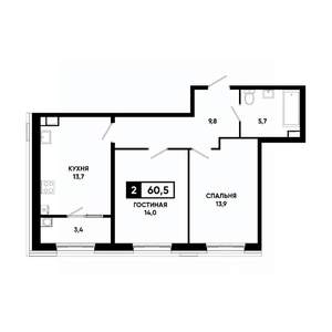 2-к квартира, вторичка, 61м2, 10/18 этаж