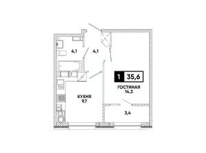 1-к квартира, вторичка, 36м2, 13/16 этаж