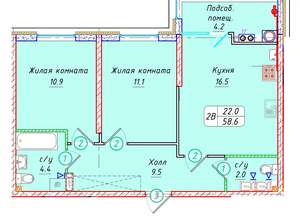Студия квартира, вторичка, 59м2, 3/21 этаж