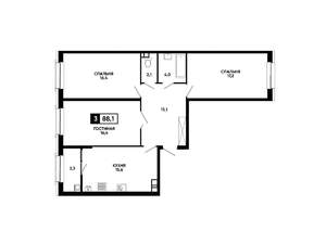 3-к квартира, вторичка, 88м2, 4/12 этаж