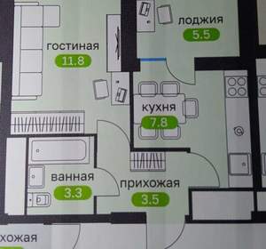 1-к квартира, вторичка, 34м2, 3/19 этаж