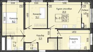 3-к квартира, вторичка, 90м2, 4/24 этаж