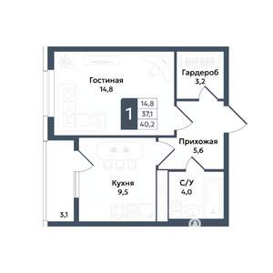 1-к квартира, вторичка, 40м2, 10/20 этаж