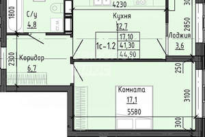 1-к квартира, вторичка, 45м2, 13/4 этаж