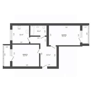 2-к квартира, вторичка, 59м2, 1/3 этаж