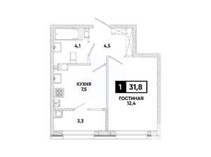 1-к квартира, вторичка, 32м2, 10/12 этаж