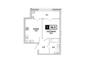 1-к квартира, вторичка, 37м2, 12/16 этаж