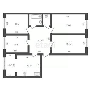 3-к квартира, вторичка, 83м2, 4/7 этаж