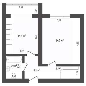 1-к квартира, вторичка, 36м2, 1/2 этаж