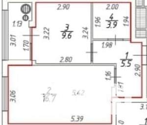 1-к квартира, вторичка, 39м2, 22/22 этаж
