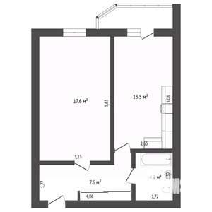 1-к квартира, вторичка, 47м2, 7/8 этаж