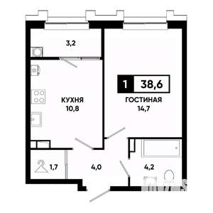 1-к квартира, вторичка, 39м2, 18/21 этаж