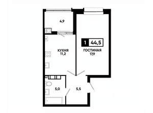 1-к квартира, вторичка, 45м2, 3/24 этаж