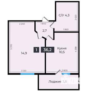 1-к квартира, строящийся дом, 37м2, 15/16 этаж
