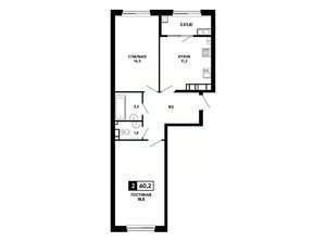2-к квартира, вторичка, 60м2, 22/24 этаж