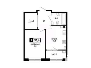 1-к квартира, вторичка, 39м2, 7/24 этаж