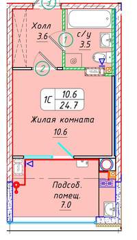 Студия квартира, вторичка, 25м2, 5/21 этаж
