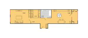 1-к квартира, строящийся дом, 51м2, 1/4 этаж