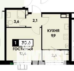 1-к квартира, вторичка, 31м2, 8/16 этаж