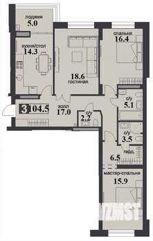 3-к квартира, строящийся дом, 105м2, 8/12 этаж