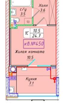 Студия квартира, вторичка, 25м2, 2/21 этаж